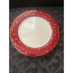 Galaxy Fine Porcelain Plate Red Gold Stars 10.5 Holiday Comicon 4 Plate